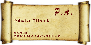 Puhola Albert névjegykártya